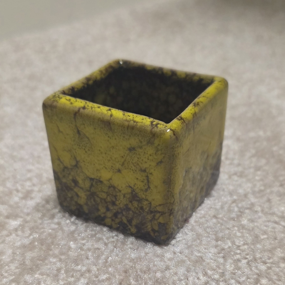 Yellow and Brown Ceramic Square Planter